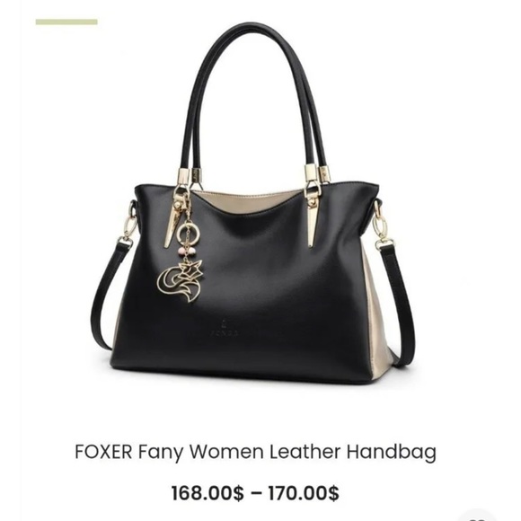 Foxer | Bags | Foxer Fany Womens Leather Handbag Black And Gold Color ...